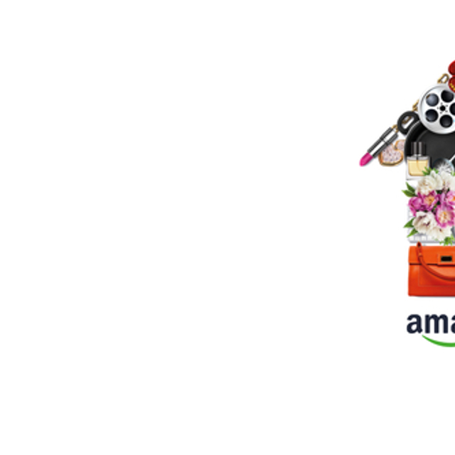 A white banner featuring an arrow comprised of various retail goods