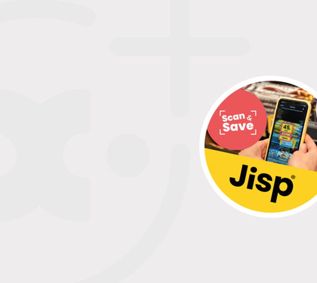 grey banner with circular Jisp logo and smartphone image